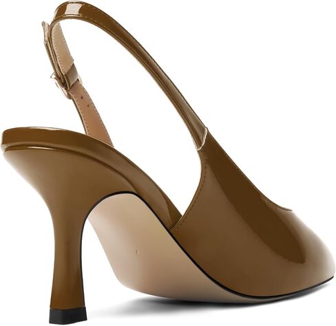 Womens Casual Buckle Patent Slingback Office Pointed Toe Stiletto High Heel Pumps Shoes 3 Inch in Kuwait
