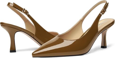 Womens Casual Buckle Patent Slingback Office Pointed Toe Stiletto High Heel Pumps Shoes 3 Inch in Kuwait