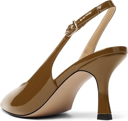 Womens Casual Buckle Patent Slingback Office Pointed Toe Stiletto High Heel Pumps Shoes 3 Inch in Kuwait