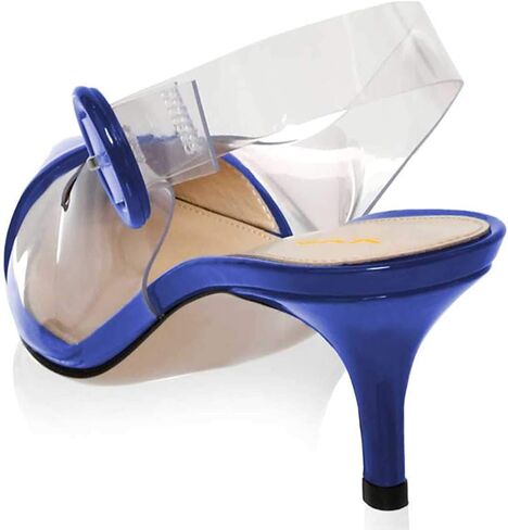 XYD Women Transparent Slingback Mid Kitten Heels Pumps Pointed Toe PVC Dress Sandals Clear Shoes with Buckle in Saudi Arabia