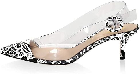 XYD Women Transparent Slingback Mid Kitten Heels Pumps Pointed Toe PVC Dress Sandals Clear Shoes with Buckle in Saudi Arabia