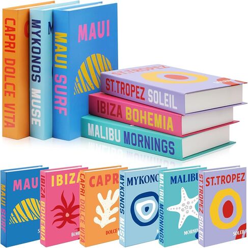 Honoson Preppy Room Decor Preppy Decorative Books Modern Fashion Coffee Table Book for Shelf Decor Contemporary Farmhouse Stacked Books Display Faux Books for Teens (Cute Style,6 Pcs) in Saudi Arabia