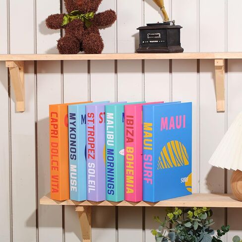 Honoson Preppy Room Decor Preppy Decorative Books Modern Fashion Coffee Table Book for Shelf Decor Contemporary Farmhouse Stacked Books Display Faux Books for Teens (Cute Style,6 Pcs) in Saudi Arabia