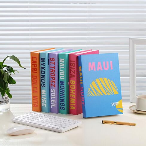 Honoson Preppy Room Decor Preppy Decorative Books Modern Fashion Coffee Table Book for Shelf Decor Contemporary Farmhouse Stacked Books Display Faux Books for Teens (Cute Style,6 Pcs) in Saudi Arabia