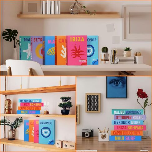 Honoson Preppy Room Decor Preppy Decorative Books Modern Fashion Coffee Table Book for Shelf Decor Contemporary Farmhouse Stacked Books Display Faux Books for Teens (Cute Style,6 Pcs) in Saudi Arabia