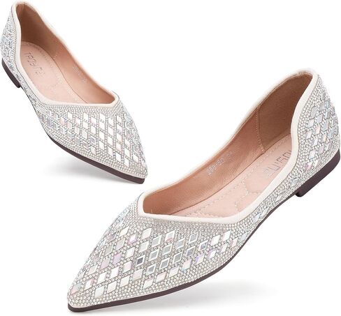 Women's Flats Rhinestone Wedding Pointed Shoes Sparkly Comfortable Slip on Flat for Dressy or Casual in Saudi Arabia