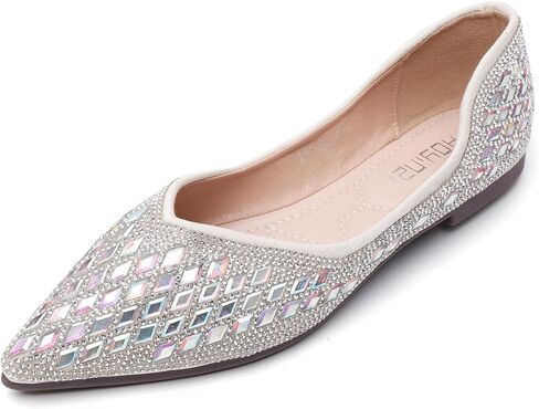 Women's Flats Rhinestone Wedding Pointed Shoes Sparkly Comfortable Slip on Flat for Dressy or Casual in Saudi Arabia