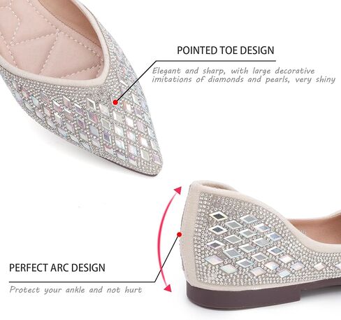 Women's Flats Rhinestone Wedding Pointed Shoes Sparkly Comfortable Slip on Flat for Dressy or Casual in Saudi Arabia
