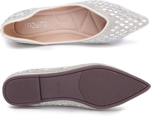 Women's Flats Rhinestone Wedding Pointed Shoes Sparkly Comfortable Slip on Flat for Dressy or Casual in Saudi Arabia