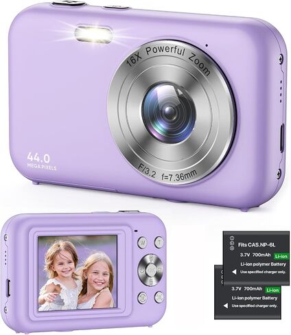 Digital Camera 1080P Kids Camera with 16X Zoom - 44MP Anti Shake Point and Shoot Digital Cameras for Photography | Compact Small Camera for Kids Girls Boys Teens Beginners (SD Card Not Include) in Saudi Arabia