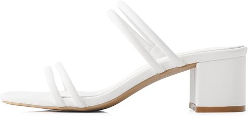 Shoe'N Tale Strappy Heels for Women Block Low Heel Heeled Sandals Square Toe Slip On Slides in Saudi Arabia