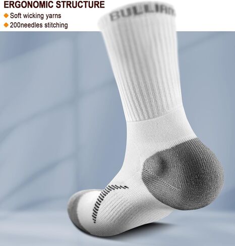 BULLIANT Men Compression Socks, Athletic Active Running Socks for Men Sports Hiking Fishing Cushioned Footbed Arch Support in Kuwait