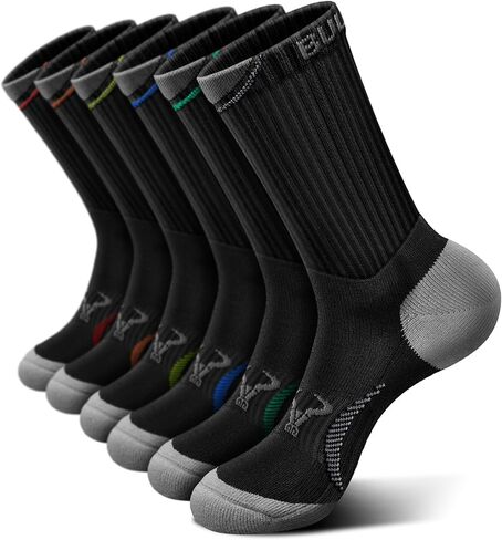BULLIANT Men Compression Socks, Athletic Active Running Socks for Men Sports Hiking Fishing Cushioned Footbed Arch Support in Kuwait