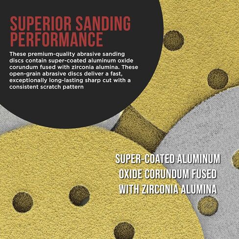 ProductionShop Premium 5" Gold Sanding Discs, 8-Hole Pattern, 100 Disc Variety Pack, Grits 60, 80, 100, 120, 150, 180, 220, 320, 400, 600 - Heavy-Duty Hook & Loop Sandpaper, DA, Random Orbital Sander in Saudi Arabia