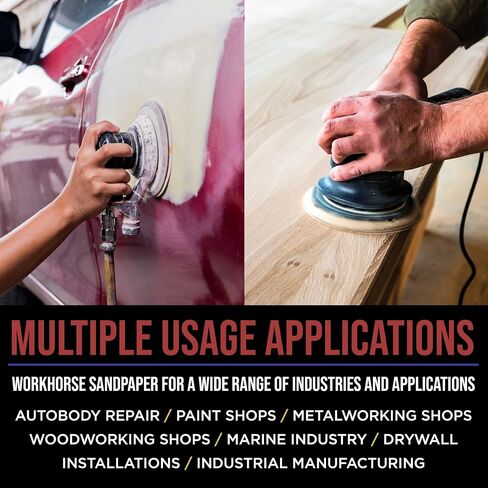 ProductionShop Premium 5" Gold Sanding Discs, 8-Hole Pattern, 100 Disc Variety Pack, Grits 60, 80, 100, 120, 150, 180, 220, 320, 400, 600 - Heavy-Duty Hook & Loop Sandpaper, DA, Random Orbital Sander in Saudi Arabia