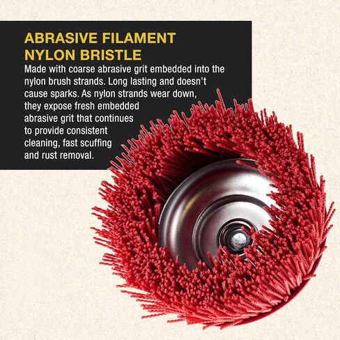 Dura-Gold 4" Abrasive Filament Nylon Bristle Cup Brush - 5/8" 11 Thread, 1/4" Hex Drill Shank Arbor, Coarse Grit Angle Grinder Brush for Truck Bed Liner Surface Prep, Sanding, Rust & Paint Removal in Saudi Arabia