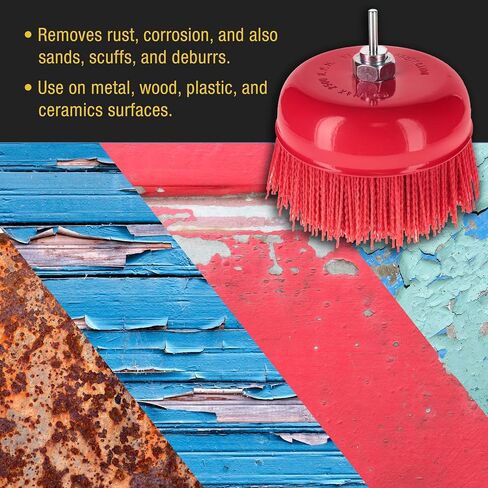 Dura-Gold 4" Abrasive Filament Nylon Bristle Cup Brush - 5/8" 11 Thread, 1/4" Hex Drill Shank Arbor, Coarse Grit Angle Grinder Brush for Truck Bed Liner Surface Prep, Sanding, Rust & Paint Removal in Saudi Arabia