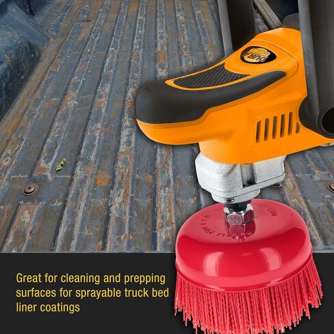 Dura-Gold 4" Abrasive Filament Nylon Bristle Cup Brush - 5/8" 11 Thread, 1/4" Hex Drill Shank Arbor, Coarse Grit Angle Grinder Brush for Truck Bed Liner Surface Prep, Sanding, Rust & Paint Removal in Saudi Arabia