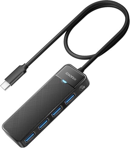 موزع USB C من iDsonix، 4 منافذ، محول USB C إلى USB 3.0 بسرعة 5 جيجابت في الثانية مع 4 منافذ USB 3.0، موزع USB C لأجهزة MacBook وMac Pro وiMac وWindows/Mac OS وLinux ومحرك أقراص فلاش وHDD (0.15M/0.5FT) أسود in Kuwait