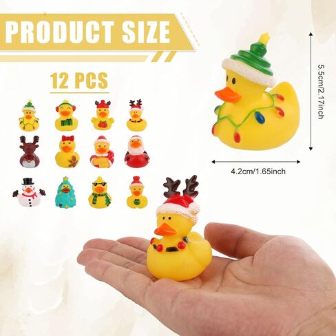 12pcs Christmas Rubber Ducks, Little Christmas Rubber Duckies Assorted Rubber Ducks Rubber Ducks Set Bath Rubber Duck for Christmas Holiday Celebrations Party Supplies Gifts(Style 1) in Saudi Arabia