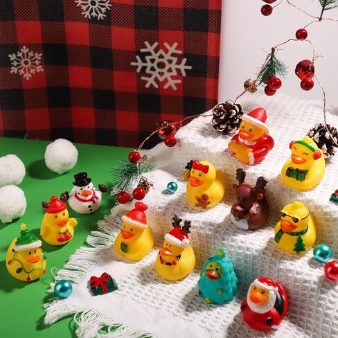 12pcs Christmas Rubber Ducks, Little Christmas Rubber Duckies Assorted Rubber Ducks Rubber Ducks Set Bath Rubber Duck for Christmas Holiday Celebrations Party Supplies Gifts(Style 1) in Saudi Arabia