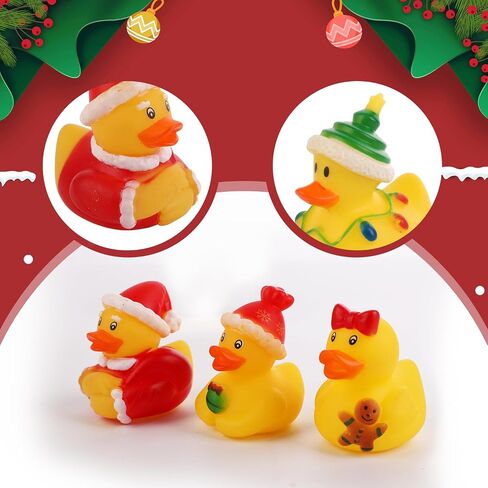 12pcs Christmas Rubber Ducks, Little Christmas Rubber Duckies Assorted Rubber Ducks Rubber Ducks Set Bath Rubber Duck for Christmas Holiday Celebrations Party Supplies Gifts(Style 1) in Saudi Arabia