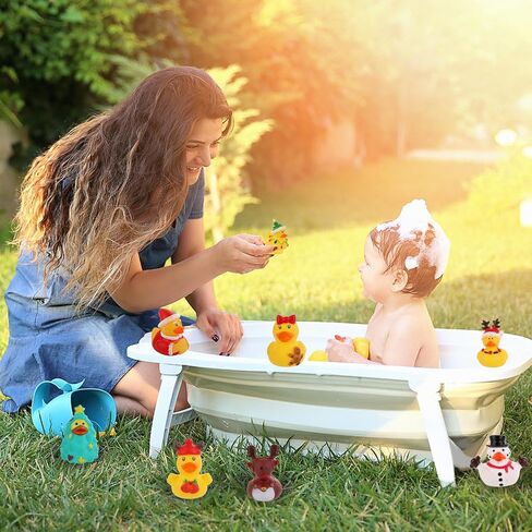 12pcs Christmas Rubber Ducks, Little Christmas Rubber Duckies Assorted Rubber Ducks Rubber Ducks Set Bath Rubber Duck for Christmas Holiday Celebrations Party Supplies Gifts(Style 1) in Saudi Arabia