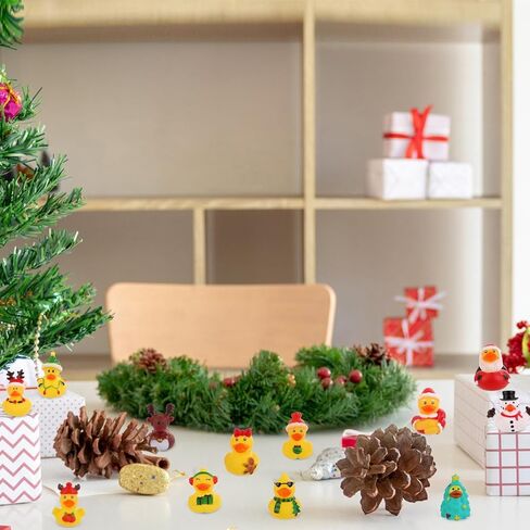 12pcs Christmas Rubber Ducks, Little Christmas Rubber Duckies Assorted Rubber Ducks Rubber Ducks Set Bath Rubber Duck for Christmas Holiday Celebrations Party Supplies Gifts(Style 1) in Saudi Arabia