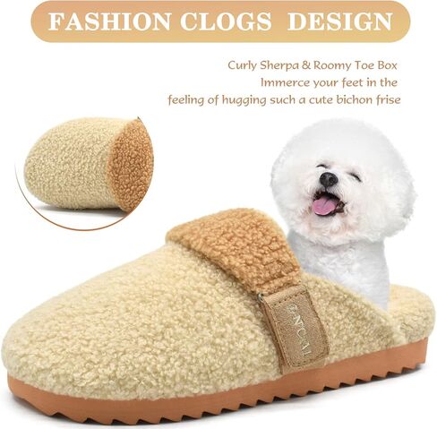 شبشب نسائي من ONCAI، قباقيب حديقة لطيفة من الفرو الصناعي من الشيربا سهلة الارتداء مع بطانة من الصوف القطبي ووسادة قدم من إسفنج الذاكرة ونعل صلب من المطاط الداخلي/الخارجي (مقاس الولايات المتحدة 6-11) in Kuwait