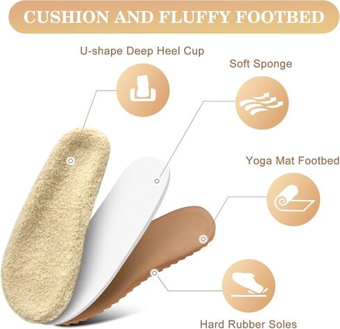 شبشب نسائي من ONCAI، قباقيب حديقة لطيفة من الفرو الصناعي من الشيربا سهلة الارتداء مع بطانة من الصوف القطبي ووسادة قدم من إسفنج الذاكرة ونعل صلب من المطاط الداخلي/الخارجي (مقاس الولايات المتحدة 6-11) in Kuwait