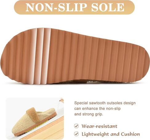 شبشب نسائي من ONCAI، قباقيب حديقة لطيفة من الفرو الصناعي من الشيربا سهلة الارتداء مع بطانة من الصوف القطبي ووسادة قدم من إسفنج الذاكرة ونعل صلب من المطاط الداخلي/الخارجي (مقاس الولايات المتحدة 6-11) in Kuwait