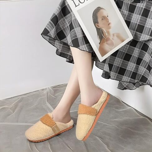 شبشب نسائي من ONCAI، قباقيب حديقة لطيفة من الفرو الصناعي من الشيربا سهلة الارتداء مع بطانة من الصوف القطبي ووسادة قدم من إسفنج الذاكرة ونعل صلب من المطاط الداخلي/الخارجي (مقاس الولايات المتحدة 6-11) in Kuwait