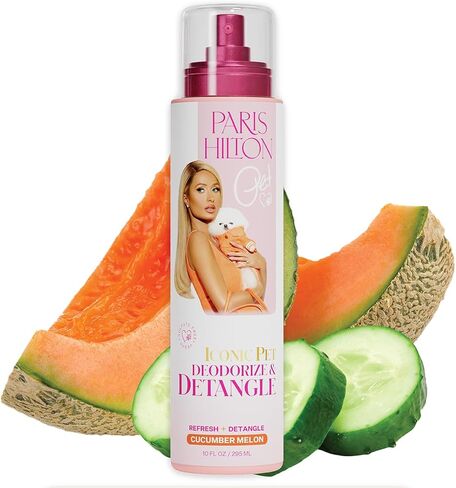 Paris Hilton Pet Dog Deodorizing Spray & Detangler, 295ml | Natural Pet Odor Eliminator with Apple Blossom Scent for Fresh Grooming in Saudi Arabia