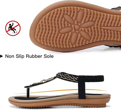 صندل نسائي صيفي أنيق من SHIBEVER حذاء مسطح أسود 10.5 in Kuwait