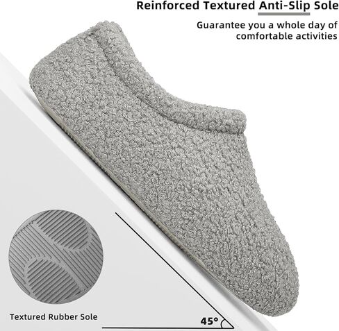 شبشب ATHMILE Fuzzy للنساء من إسفنج الذاكرة للرجال، شباشب منزلية للنساء مع الصوف المجعد لغرفة النوم الداخلية (مقاس 7-8، رمادي فاتح) in Kuwait