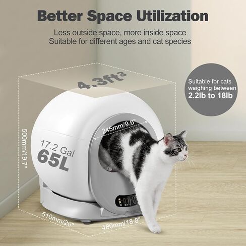 50 PCS Self Cleaning Cat Litter Box，Drawstring Cat Litter Box Liners，Scoop Free Automatic Cat Litter Box Extra Large Litter Box measures 23" x 15.7" in Saudi Arabia