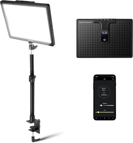 NEEWER 15.5" Key Light Streaming Light, Video Light with PC Mac Control & iOS Android APP, 2800lm GL1 LED Panel Light with Desk Clamp Compatible with Elgato Stream Deck for Gaming Zoom YouTube, Black in Saudi Arabia