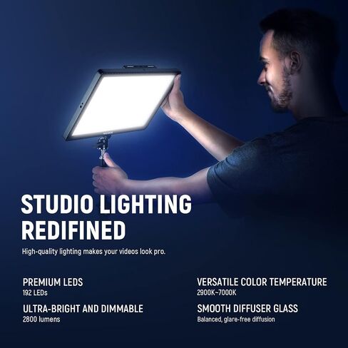NEEWER 15.5" Key Light Streaming Light, Video Light with PC Mac Control & iOS Android APP, 2800lm GL1 LED Panel Light with Desk Clamp Compatible with Elgato Stream Deck for Gaming Zoom YouTube, Black in Saudi Arabia