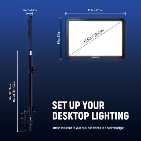 NEEWER 15.5" Key Light Streaming Light, Video Light with PC Mac Control & iOS Android APP, 2800lm GL1 LED Panel Light with Desk Clamp Compatible with Elgato Stream Deck for Gaming Zoom YouTube, Black in Saudi Arabia