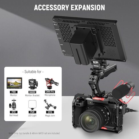 NEEWER NATO Top Handle with Record Button, Comfort Silicone Grip with QR NATO Clamp, 3/8" ARRI Locating Hole, Cold Shoes 1/4" Threads Compatible with Sony A7 ZV1 Panasonic S5 II FUJIFILM X-T5, PG005E in Kuwait