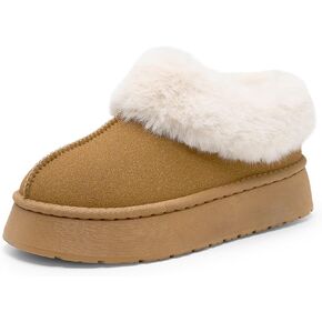 Alexis Leroy Women Memory Foam Bootie Slippers with Fuzzy Plush Lining and Collar Winter Warm Cozy Slipper Boots