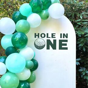 Hole in One 1st Birthday Stickers - Golf Birthday Party Decorations,Golf Theme First Birthday Decal for Balloon Arch, Golf Boy Stickers Background Decor Sign(Green Golf Party Decal)
