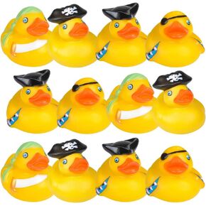 ArtCreativity 2 Inch Pirate Rubber Duckies (Pack of 12) Cute Duck Bath Tub Pool Toys, Ideal for Pirate-Themed Parties and Celebrations, Fun Decorations, Carnival Supplies, Party Favors