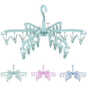 Foldable Drying Rack with 24 Clips for Drying Socks Lingerie Baby Clothes Drying Towels Rotatable Sock Drying Rack
