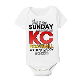 Sunday Football with Dad Baby Onesie 12-18 Months Baby Kansas City Toddler Pride Fathers Day Gift KC KCDADBRI1218SS