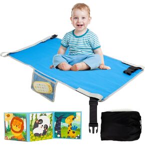 Airplane Bed for Toddler, Airplane Travel Bed Seat Extender with Magnetic Folding Puzzle, Airplane Leg Rest for Kids to Lie Down, Baby Travel Essentials for Flying Sleeping,Grey