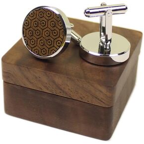 Vintage Walnut Wooden Cufflinks and Tie Clip Bar Set With Walnut Organizer Box for Men Father Husband Boyfriend Christmas Gift