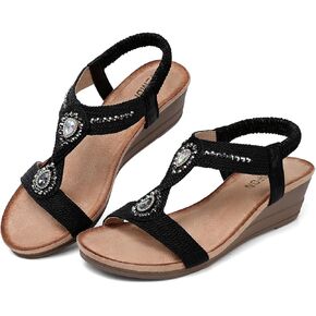 TEMOFON Womens Sandals Wedge Low: Wedge Sandal Women Dressy Summer