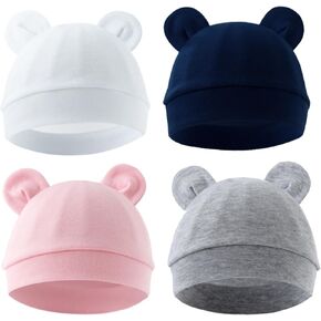 Jastore Newborn Baby Hat Bear Ears Infant Caps Baby Boy Girl Toddler Hats Infant Beanie Caps for 0-3 Months
