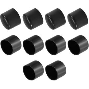 uxcell 10pcs Rubber End Caps 40mm ID Vinyl Vinyl Round End Cap Cover Screw Thread Protectors Black